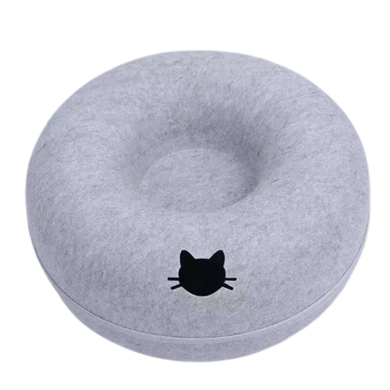 Felt Donut Cat Bed with Tunnel and Hideaway - BIG FRENCHIES