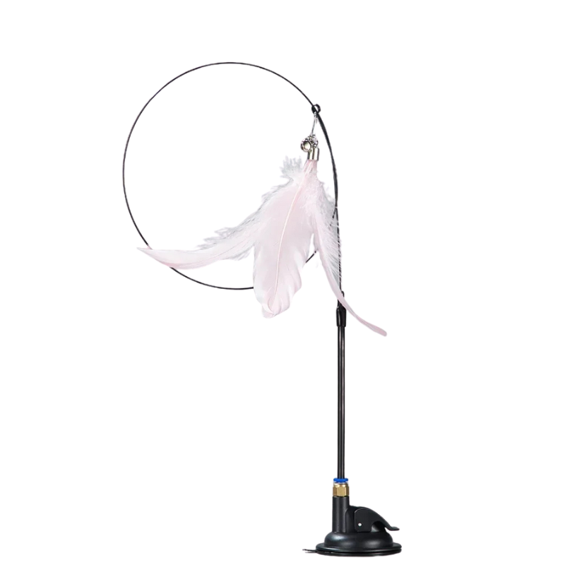 Interactive Cat Teaser Stick with Natural Feathers & Suction Cup - BIG FRENCHIES