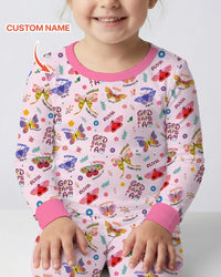Custom Name God says I am Butterfly Bamboo Two Piece Long Sleeve Pajama Set