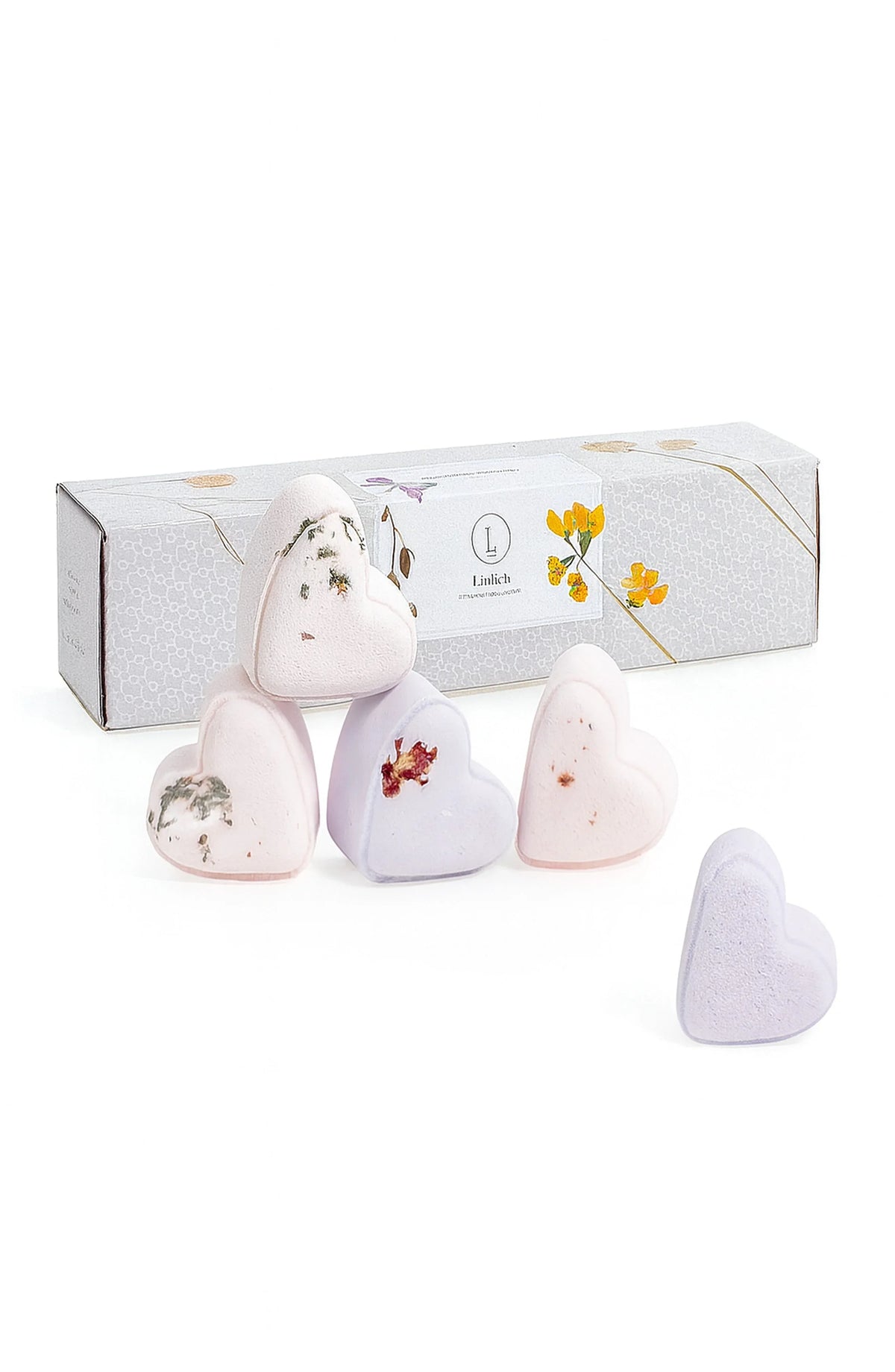 Valentine's Day best Bath Bombs Gift - Lavender - a Set of 5 Heart Shaped Gift box - BIG FRENCHIES
