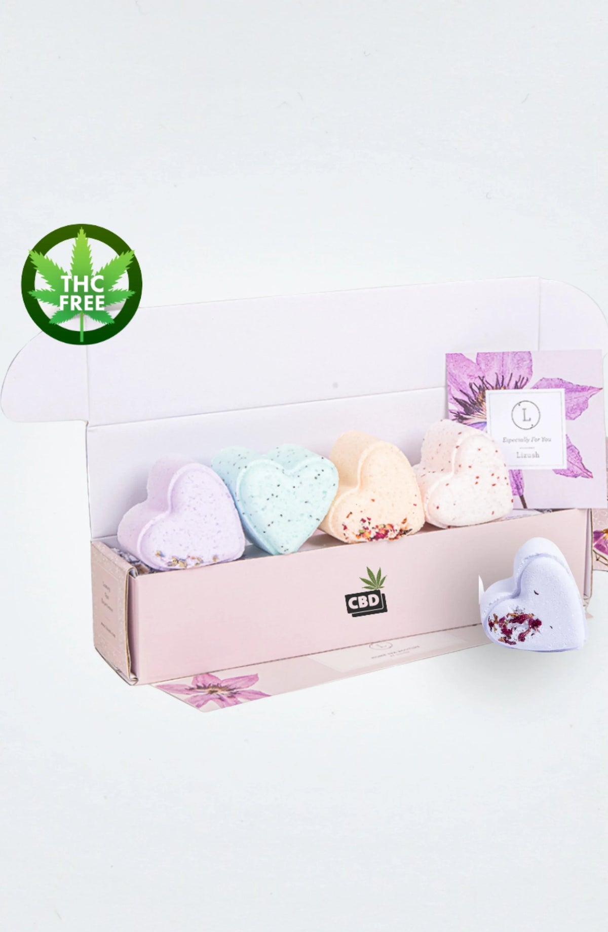 Valentine's Bath Bombs with CBD - 5 Hearts Shaped with CBD - in a Gift Box (THC free) - BIG FRENCHIES