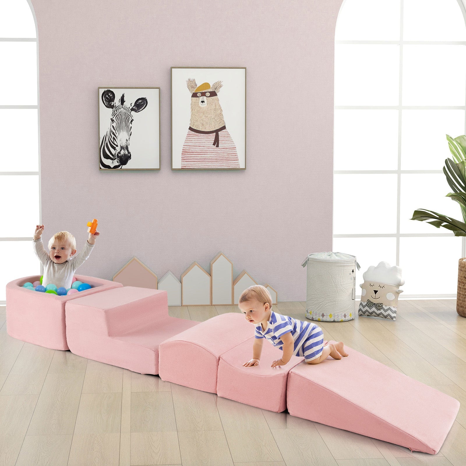 5-Piece Climb and Crawl Playset with Ball Pit for Kids
