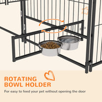 6.9 x 6.9 x 5 Outdoor Dog Kennel with Canopy Garden Playpen Fence Crate Enclosure Cage Rotating Bowl, Coffee