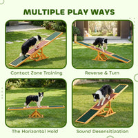 PawHut Wooden Dog Agility Seesaw For Balance Training And Exercise, Platform Equipment Run Game Toy, Weather Resistant P