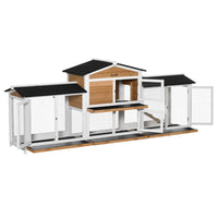 Wooden Rabbit Hutch Bunny Cage Pet Playpen House Enclosure With Double Side Run Boxes, No Leak Tray, Ramp, For Rabbits, 