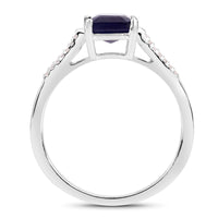 3.07 Carat Glass Filled Sapphire and White Zircon .925 Sterling Silver Ring
