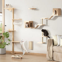 Elevate Your Cat's Playtime with the Darkiel 7-Piece Wall-Mounted Climbing Tower - BIG FRENCHIES