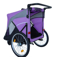 2-in-1 Bike Trailer & Push Cart for Pets - Detachable Bike Hitch & Push Handle Included - Quick Release Wheel, Internal 