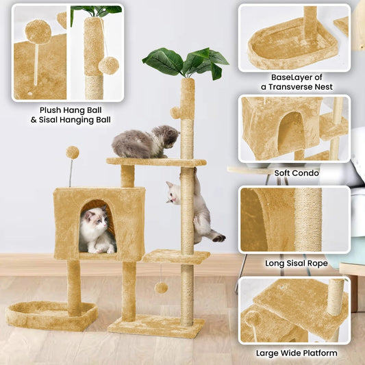Cat Tree with Scratching Posts Plush Perch Stand - BIG FRENCHIES
