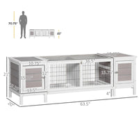 Rabbit Hutch, Bunny Cage, Guinea Pig House With Pull-Out Tray, And Divided Board For Indoor, White