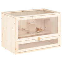 Fir Wood Hamster Cage with Flip Roof, Multi-Ladder Activity Areas for Guinea Pigs Hedgehogs