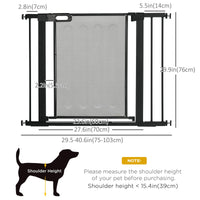 29.5"-40.6" Metal Pet Gate, Dog Gate with Auto Closing Door, Double Locking, for Doorways, Stairs, Hallways, Black