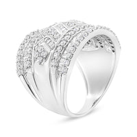 .925 Sterling Silver 2.0 Cttw Diamond Edge Multi-Row Ring Band ( J-K Color, I3 Clarity) - Ring Size 7