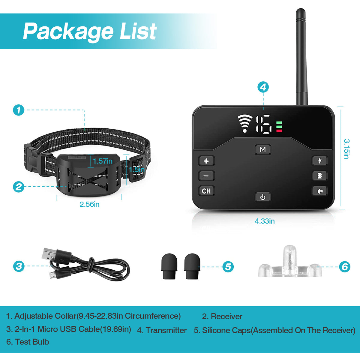 2 In 1 Wireless Electric Dog Fence Waterproof Pet Shock Boundary Containment System Electric Training Collar With 2 Rece