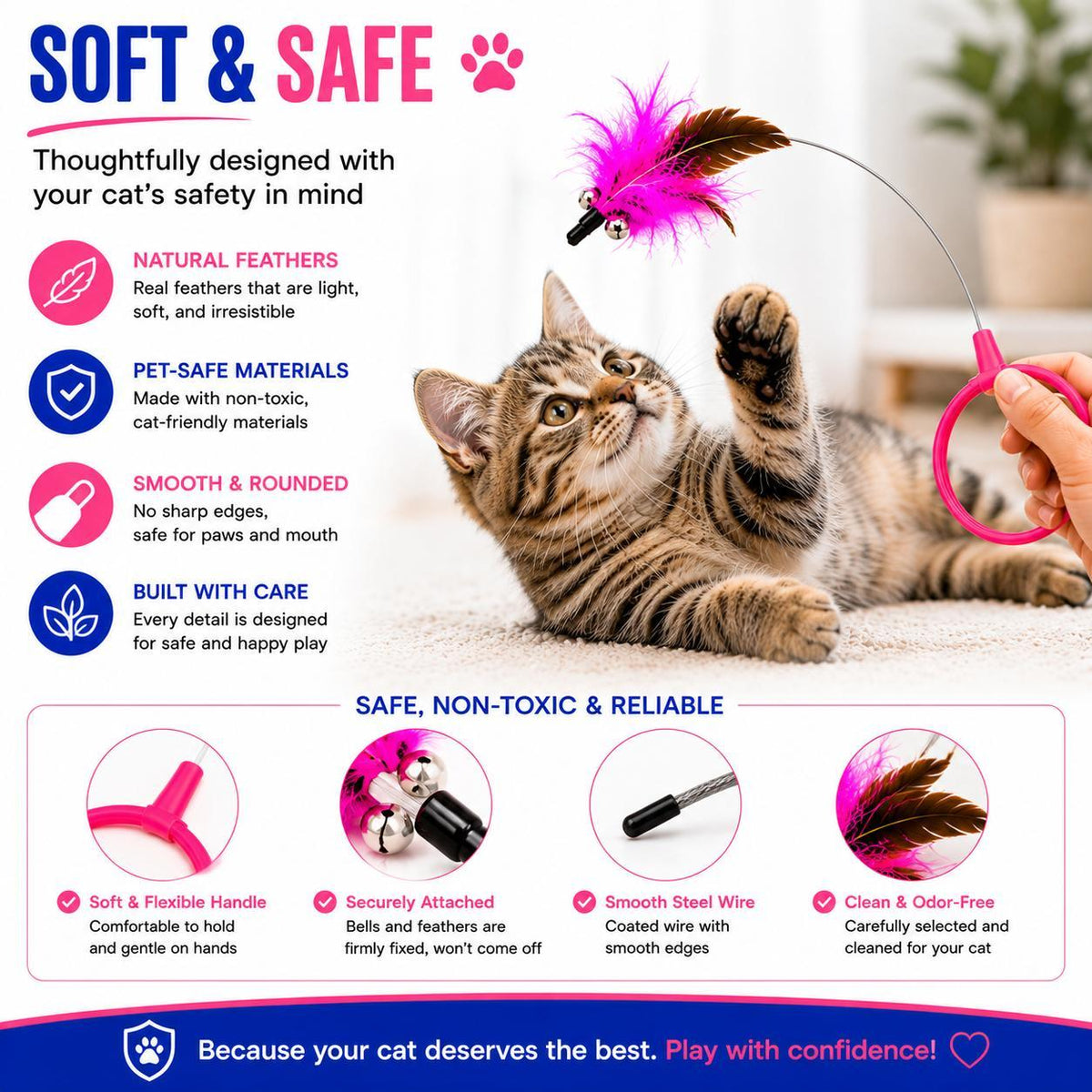 Wearable Cat Feather Collar Toy Interactive Neck-Worn Cat Teaser Automatic Exercise Toy Boosts Pet Activity Levels