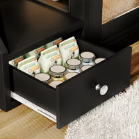 Litter Box Enclosure Cabinet with LED Light – 2-Drawer Cat House Side Table, White/Black/Gray