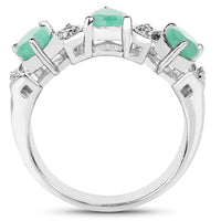 1.87 Carat Genuine Emerald and White Topaz .925 Sterling Silver Ring