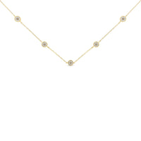 Yellow Color Plated Sterling Silver Diamond Station Necklace (1/2 cttw, K-L Color, I2-I3 Clarity)