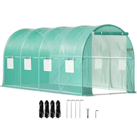VEVOR Walk-in Tunnel Greenhouse, 14.8 X 6.6 X 6.6 Ft Portable Plant Hot House W Galvanized Steel Hoops, 1 Top Beam, Diag