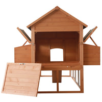 136.5" Chicken Coop Wooden Large Chicken House Deluxe Rabbit Hutch Lockable Poultry Hen Cage Backyard with Nesting Box a