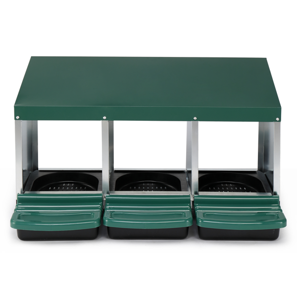 3 Compartment Roll Out Chicken Nesting Box With Plastic Basket, Egg Nest Box Chicken Laying Box Hens Chicken Coop Box, G