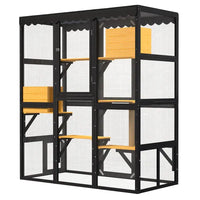 Cat Catio Outdoor Cat Enclosure For Multiple Indoor Outdoor Cats, Large Wooden Walk-in Cat House With Window Connection 