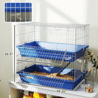 2-Tier Guinea Pig Cage, Ferret Cage, Chinchilla Cage, Small Animal Cage Indoor With Dish And Bottle, 2 Doors, Deep Botto