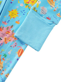 PoshTOT World Map Bamboo Baby Convertible Zippy Romper