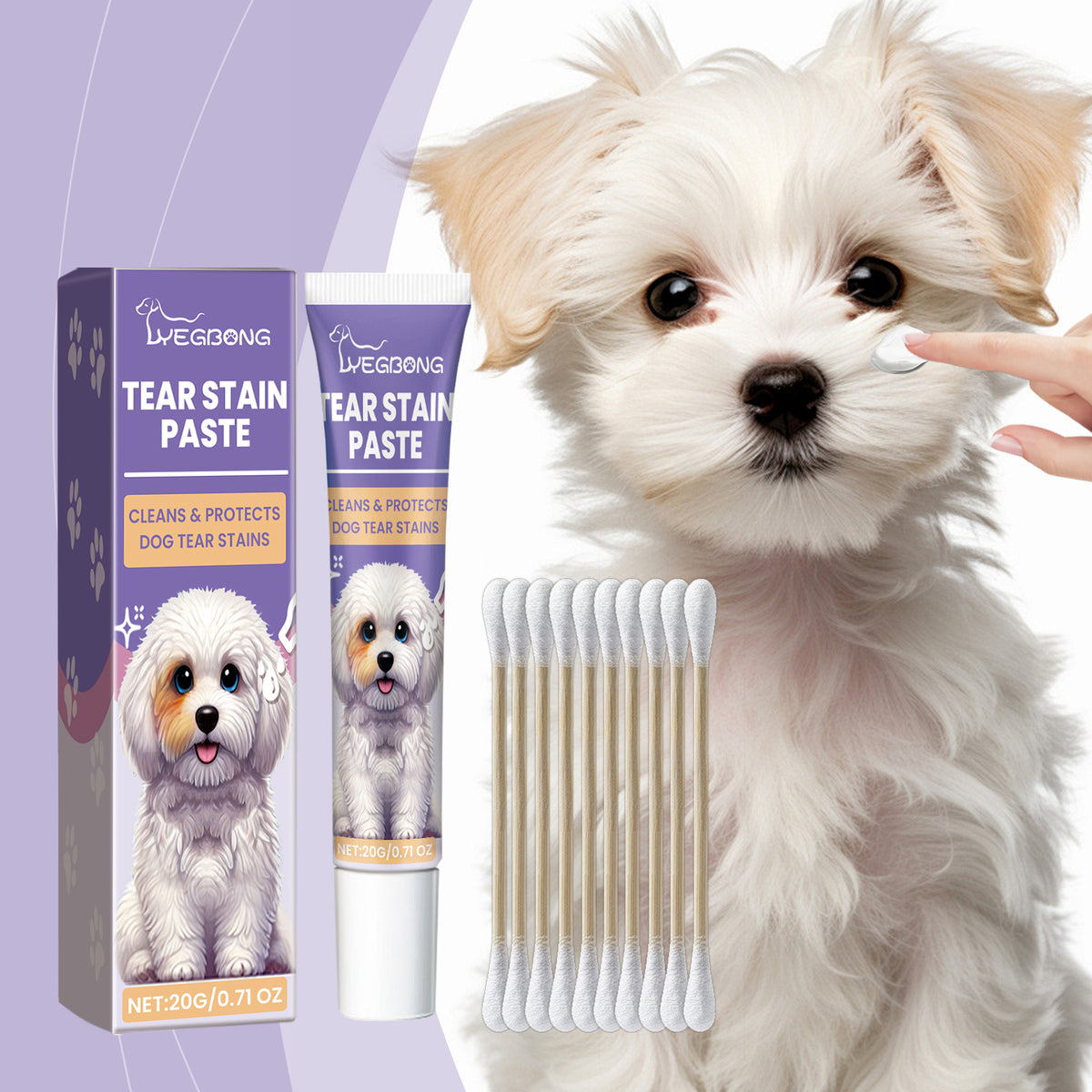 Dog Tear Stain Paste, Gentle Tear Stain Remover For Dogs With Honeysuckle, Sophora Flavescens & Coconut Oil, Soothing Ey
