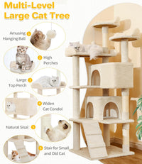Made4Pets 56-inch Multi-Tier Cat Tree, Indoor Cat Cat Bed, Scratching Post, Toy, Activity Center, Playhouse, Kitten