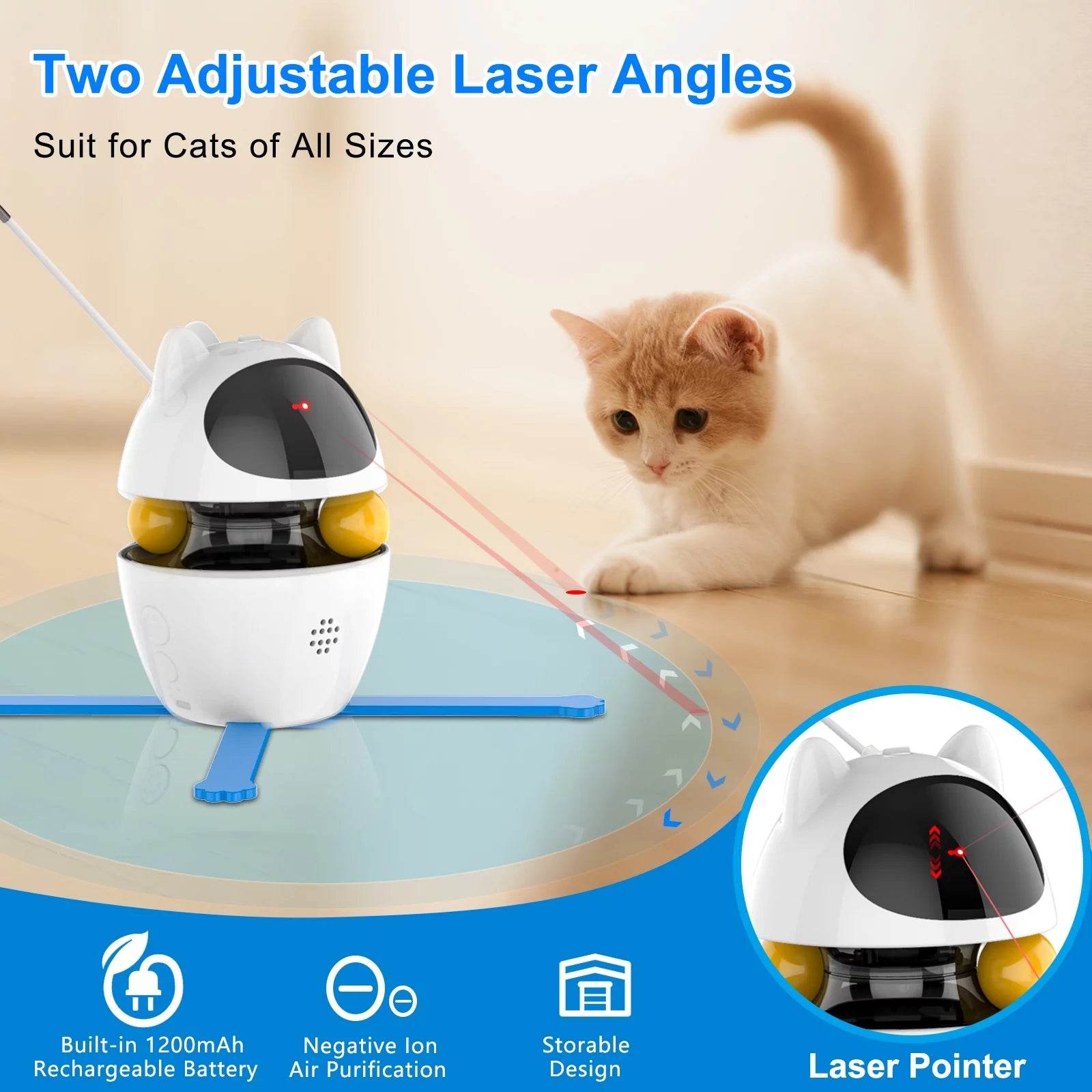 Automatic 3 in 1 Interactive Cat Toy with Laser and Feather for Indoor - BIG FRENCHIES