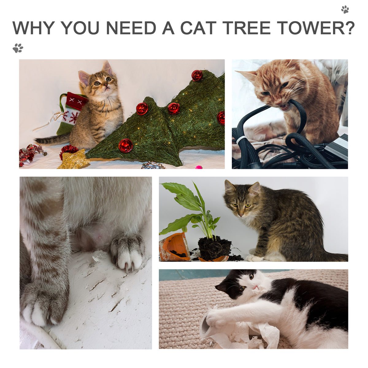 102" Adjustable Height Floor to Ceiling Cat Tree, 5 Level Cat Tower with Scratching Posts, Hammock, Beige
