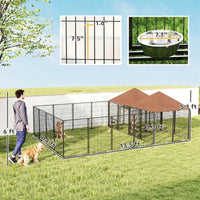 Large Outdoor Dog Kennel With 2 Rooms, Rotating & Adjustable Height Bowls, Multiple Packages Will Be Shipped Please Pay 