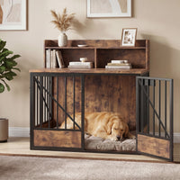 Dog Crate Large Capacity Multifunctional Spacious Top Pet Kennel With 2 Open Storage Compartment