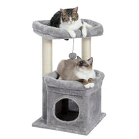 Cozy Gray Cat Tree Condo - 27" Multi-Level Tower with Spacious Perch and Scratching Posts for Kittens and Medium Cats - BIG FRENCHIES