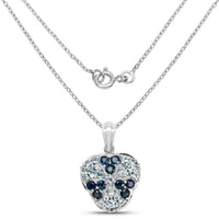 2.73 Carat Genuine Blue Sapphire and Aquamarine .925 Sterling Silver Pendant