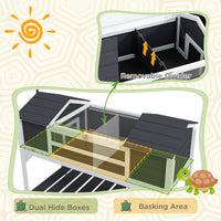 Tortoise Enclosure Tortoise House with Adjustable Lamp Holder Storage Shelf, Dual Main Houses, Openable Lid, Gray