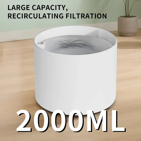 2500ML USB Round Pet Water Fountain, Automatic Cat Water Dispenser With Circulating Pump, Detachable For Easy Cleaning, 