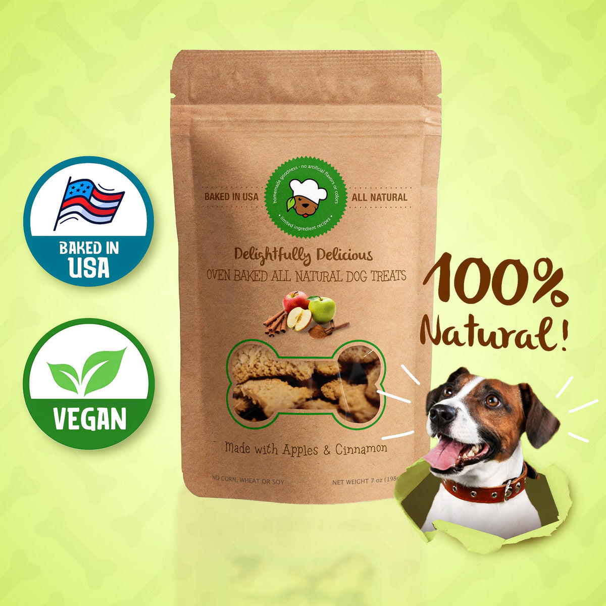 Delightfully Delicious Apple Cinnamon Dog Treats, 8.8 oz Bag, Pack of 12