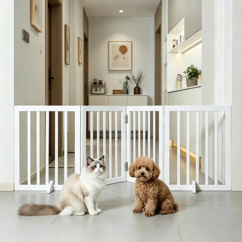 Modern Pet Barrier with Freestanding 80.3 Inches for Indoor