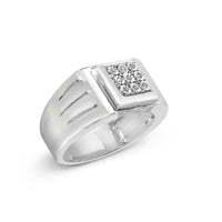 .925 Sterling Silver Diamond Accent Miracle-Set 9 Stone Ridged Band Gentlemen's Fashion Ring (I-J Color, I3 Clarity) - Size 10
