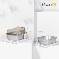 Stainless Steel Cat Litter Box with High Sided Enclosure, Steps & Scoop, Non-Sticky & Anti-Urine Leakage, Easy Cleaning