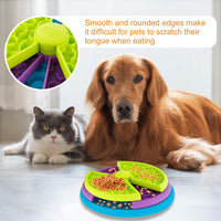 3in1 Interactive Dog Puzzle Feeder, Rotating Anti-Choking Slow Feeder Bowl & Lick Mat, Mental Stimulation Foraging Toy F