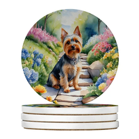 Silky Terrier Spring Path Large Sandstone Coasters Pack Of 4 Absorbent Round Coasters Decor Gifts For Men Or Women, 4 In