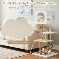 Multi-Level Cat Tree With 2 Scratching Pads, Dual-Door Cat Condo & Anti-Tipping Kit For Indoor Cats