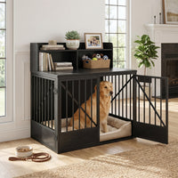 Dog Crate Large Capacity Multifunctional Spacious Top Pet Kennel With 2 Open Storage Compartment