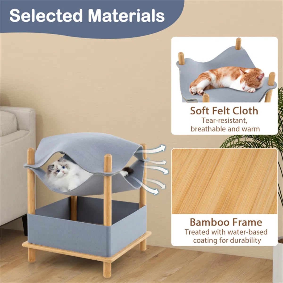 2-Tier Cat Condo with Hammock