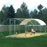 Large Chicken Coop Metal Chicken Run With Waterproof And Anti-UV Cover, Dome Shaped Walk-in Fence Cage Hen House For Out