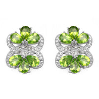 8.77 Carat Genuine Peridot & White Topaz .925 Sterling Silver Earrings