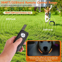 984FT Dog Training Collar IP65 Waterproof Pet Beep Vibration Electric Shock Collar 3 Channels Rechargeable Transmitter R